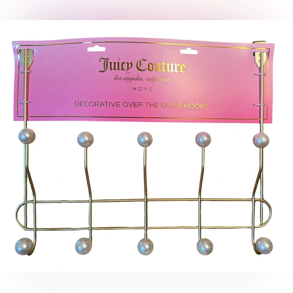 Juicy Couture Los Angeles NWT Gold Tone & Faux Pearl Hanging Door Hooks